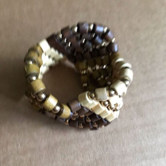 Neutral stretch Unbranded bracelet gold color beads brown tan - Picture 6 of 7